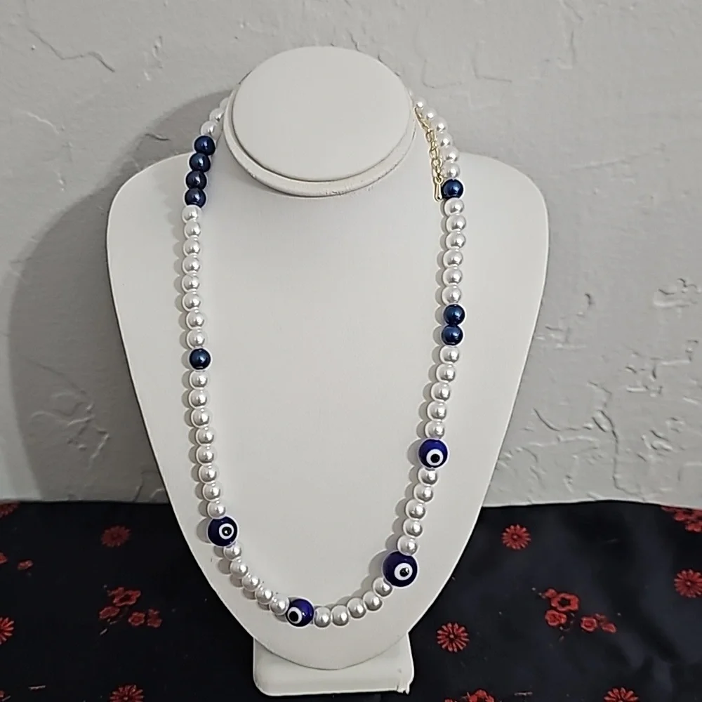 🍀 Evil eye 🧿🧿 pearl necklace nwt